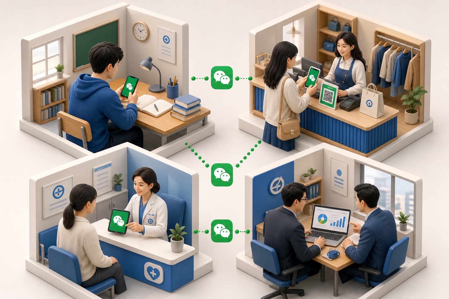 教育、零售门店、医疗诊所、企业服务四种获客场景